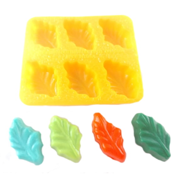 EDELAINE'S Leaf 6 Cavity Silicone Molds for Cream Cheese Mints , Chocolate