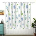 thumbnail image 2 of Blue Flowers and Green Leaves Grommet Blackout Curtains Thermal Insulated Window Curtain Sets for Bedroom Living Room 63"L x 55"W 2 Panels, 2 of 5