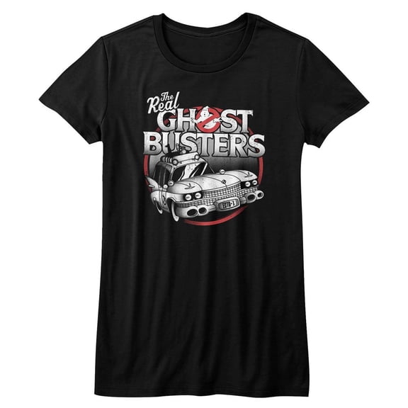 Real Ghostbusters The Car Black Junior Women's T-Shirt