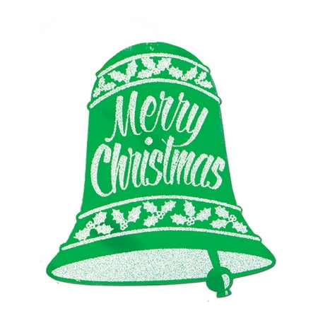 Green Glittered Christmas Bell Signs Festive Holiday Decoration 18
