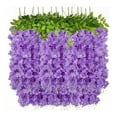 thumbnail image 1 of Flor de Glicinia Artificial, Decoración de Vides Falsas 14pcs Fácil Limpio Seis Hoja para Bodas, 1 of 8