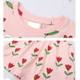 thumbnail image 4 of WIBACKER 2-7T little Girls Summer Pink Flowers Cotton Short Sleeve Casual Dress 6T, 4 of 6