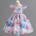 thumbnail image 4 of ZHUASHUM Child Girls Pageant Dress Party Fly Sleeve Flower Prints Wear Gown Dresses Pink,5-6 Years, 4 of 9