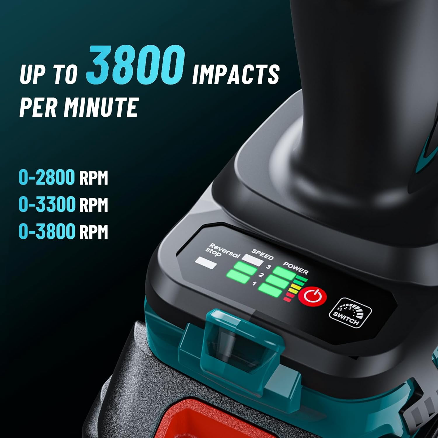 SEESII Cordless Impact Wrench 1180FT-LBS(1600N.m) 2200IPM 3/4 High Torque Brushless Electric Impact Gun with 18V 1x5.0Ah Battery