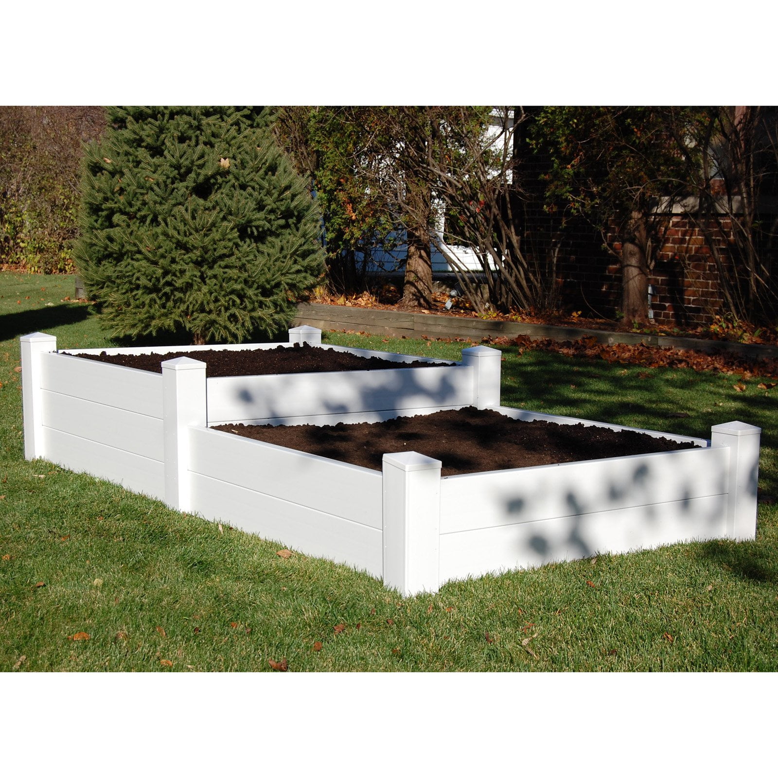 Dura-Trel Rectangle Two-Tiered Vinyl Raised Planter Bed, White