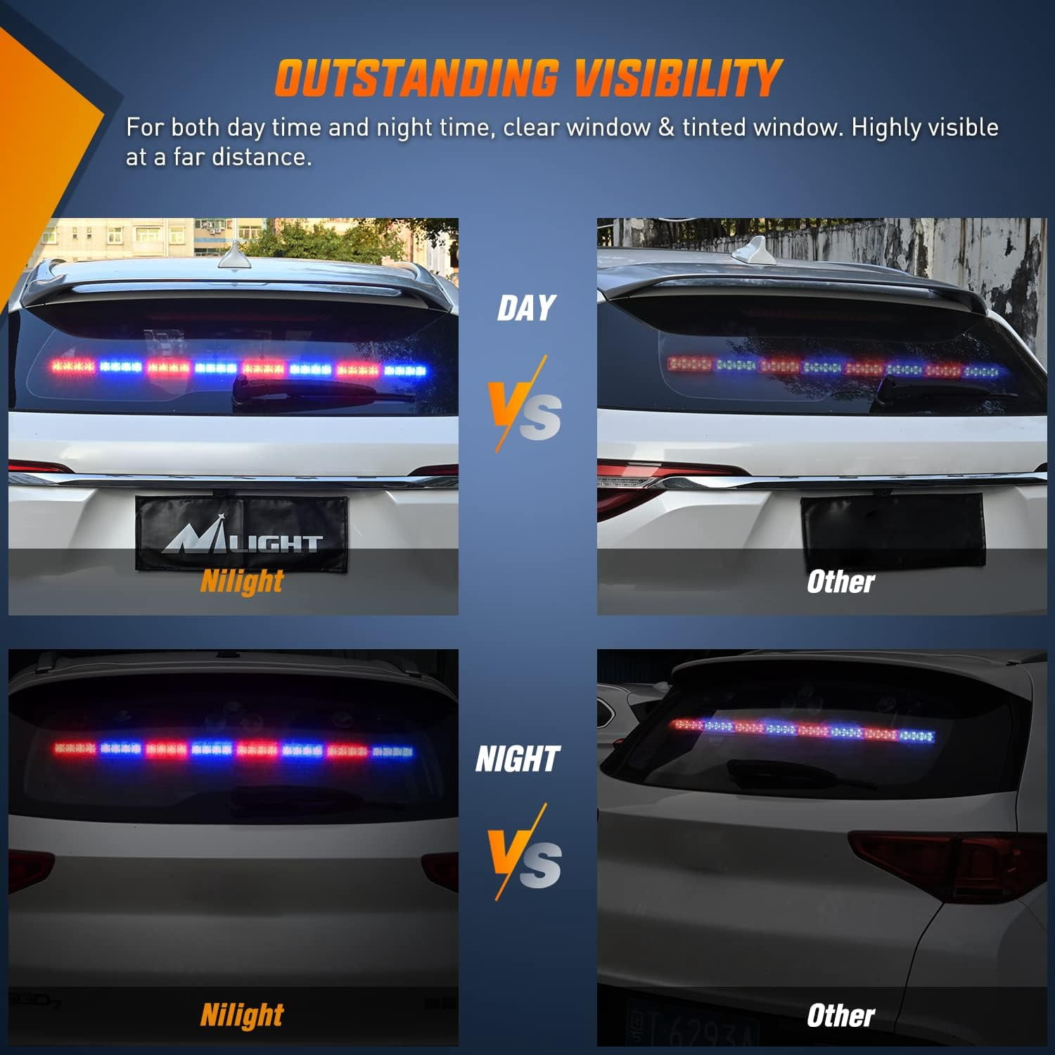 Nilight 35 Inch LED Light Bar, 32 LEDs, 21 Flash Patterns, Multi-Mode Directional Safety Lights for Vehicles