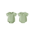 thumbnail image 2 of BemeyourBBs Newborn Baby Boy Girl Bubble Romper Infant Short Sleeve Doll Collar Romper Oversize T-shirt Cotton Basic Bodysuit Top Fall Spring Summer Outfit, 2 of 9
