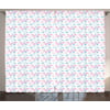 Baby Curtains 2 Panels Set, Milk Bottles Pacifiers Rattles Pattern Hand Drawn Baby Toys Themed Ornate Image, Window Drapes for Living Room Bedroom, 108W X 108L Inches, Pink Blue White, by Ambesonne