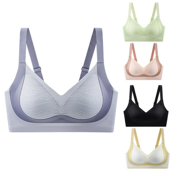 SMihono Daily Comfort Wireless Shaper Bra, Wireless Shaper Plus Size Adjustable Push Up Sports Support Bra Anti-Sagging Push up Comfort Wireless Bra, V Neck Full Coverage Bras Black XXL US(12)