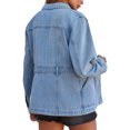 thumbnail image 5 of Women's turn Down Collar Solid Color Casual Denim Jacket with Open Front Daily Wear, 5 of 6