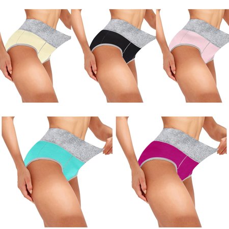 

Lmtime Women s Standard Cotton Stretch High-Cut Bikini Panty 5Pcs