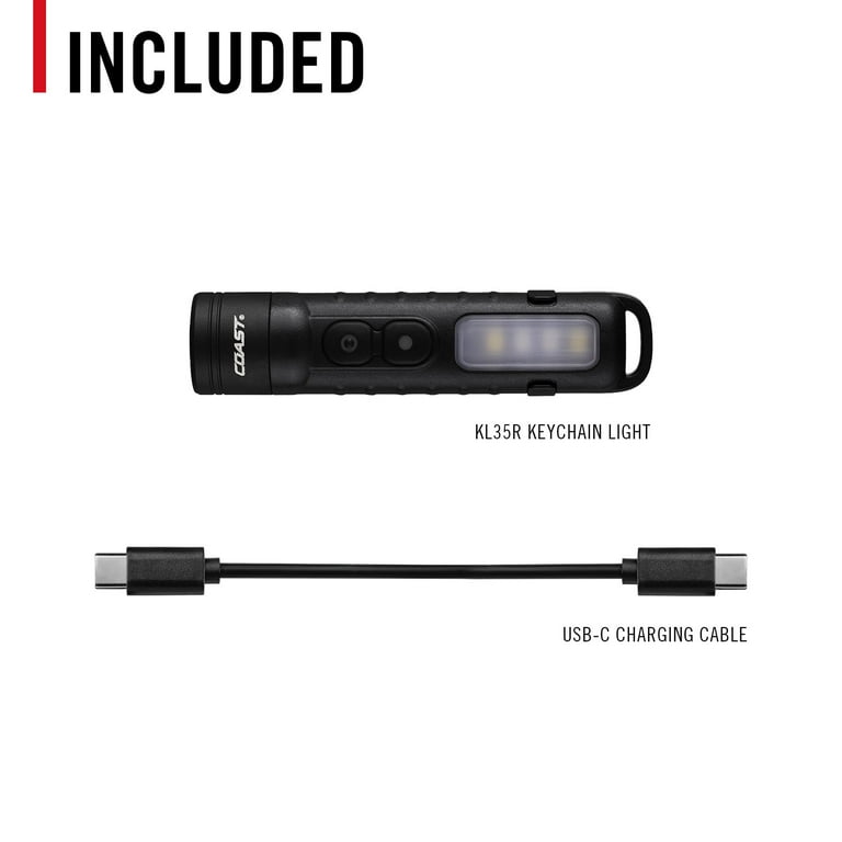 COAST KL35R Rechargeable LED Pocket Flashlight – 600 Lumens, Red