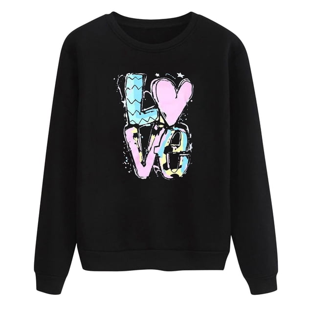 EHQJNJ Chandails en Molleton à Col Rond pour Femmes Graphique Western Imprimé de la Saint-Valentin Manches Longues Blouse Pull Décontracté (Style 03) Chandails en Molleton Mignons pour Femmes