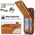 thumbnail image 4 of Allytechgroup iPhone XR Wallet Case, Ring Holder Stand Cards Slots Shockproof Retro Flip Back Cover Phone Case for Apple iPhone XR, Brown, 4 of 8