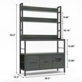 thumbnail image 3 of NAIYUFA Bakers Rack 5-Tier Wood Kitchen Storage Shelf with Baskets and Hooks Industrial Microwave Oven Stand,Black, 3 of 9