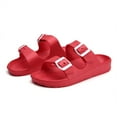 thumbnail image 1 of Outdoor indoor Women's Comfort Slides Double Buckle Adjustable Flat Sandals (Red, 39), 1 of 4