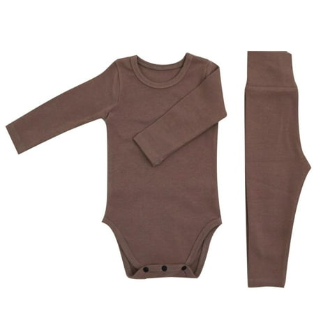 

Fsqjgq Kids Jacket and Pants Baby Girls Boys Autumn Solid Cotton Long Sleeve Long Pants Romper Bodysuit Set Outfits Clothes Romper Long Pant Cotton Coffee 90