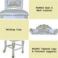 thumbnail image 3 of JERFIT Counter Height Chairs Set of 2, White Upholstered Antique Pearl Finish Dining Chairs with Padded Seat for Kitchen Island, Breakfast Nook, Armless Bistro Style, 3 of 6