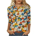 thumbnail image 2 of Nrmvnmi Womens 3/4 Sleeve Tops Crewneck Casual Shirts 2024 Fall Fashion Cute Shirts Foral Print Casual Trendy Loose Tops Tees Blouse, 2 of 5