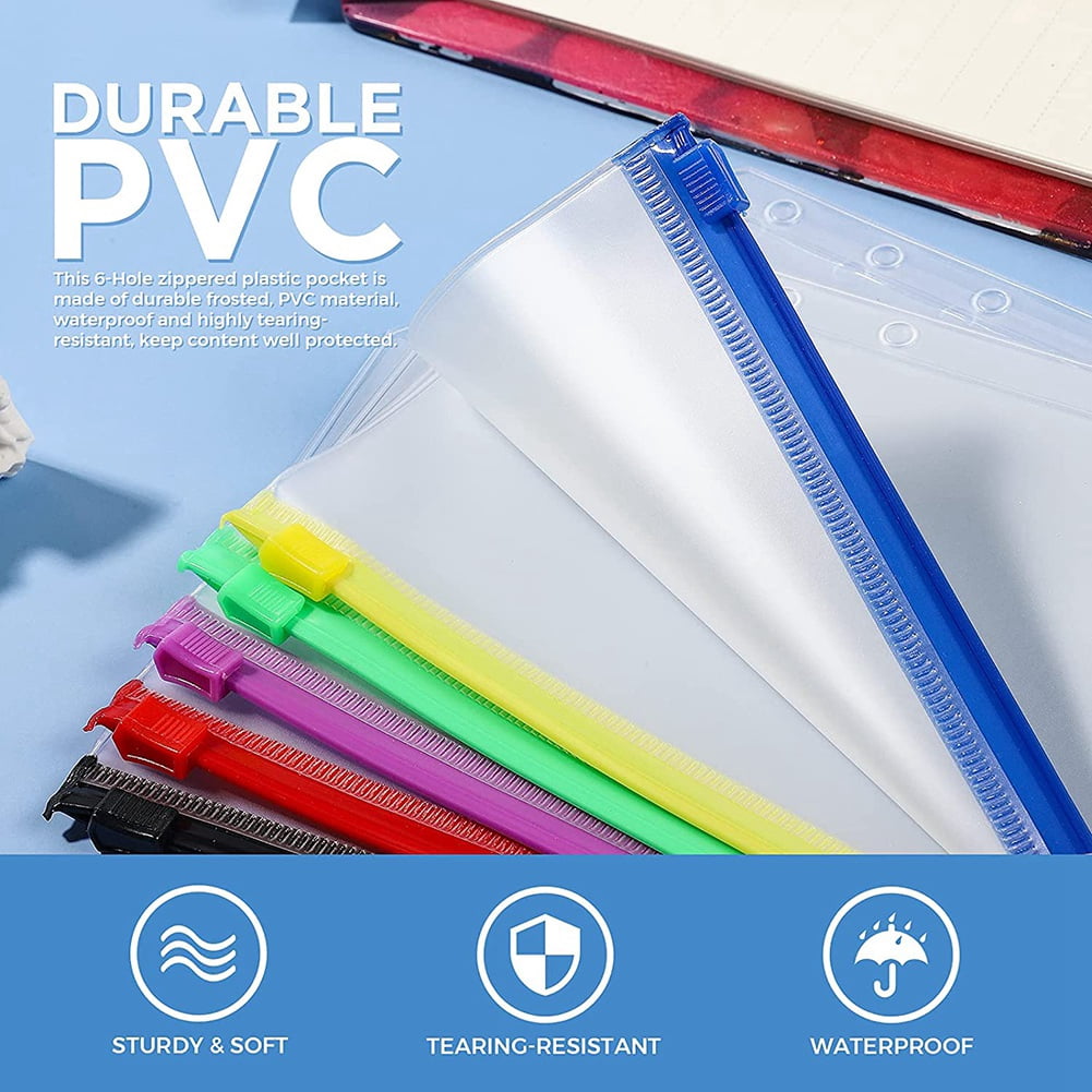 30 Pochettes Classeur A6 Transparentes - Pochette Plastique Zip 6 Trous Pour Documents, Cartes, Papiers