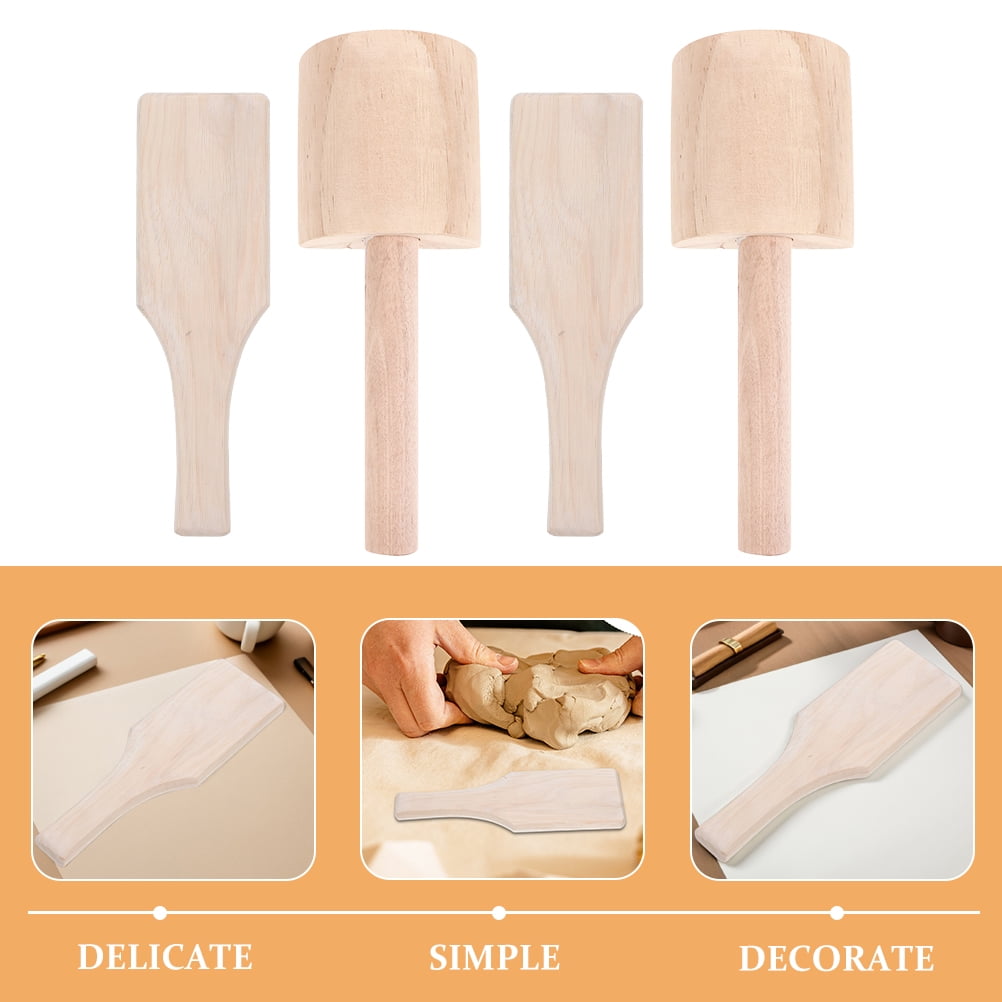 LOLIPPYY Set of 4 Wooden Clay Modeling Boards with Smooth Rounded Edges for Accurate Pottery Shaping, Beige