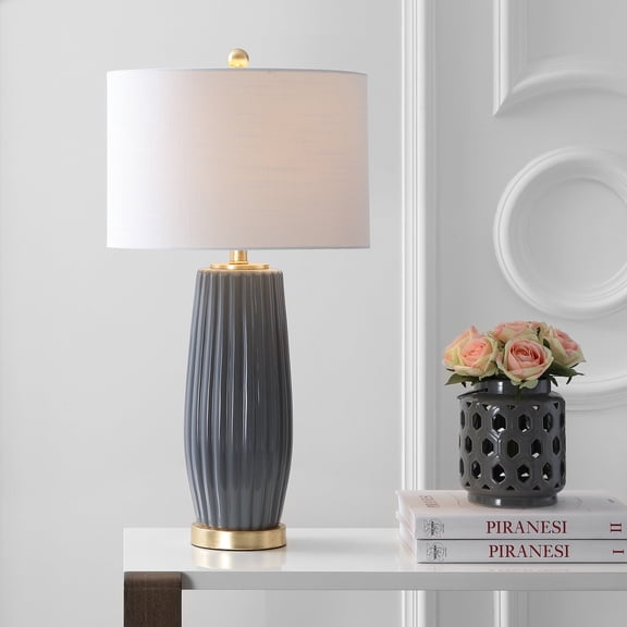 JONATHAN Y Roman 28.5" Ceramic LED Table Lamp, Gray, JYL5045B