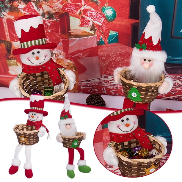 Adornos navideños: caramelos Adorno navideño de escritorio Caramelos Piernas largas Papá Noel Muñeco de nieve Caramelos grandes