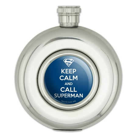 

Superman Keep Calm and Call Round Stainless Steel 5oz Hip Drink Flask