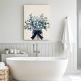 thumbnail image 5 of Canvas Wall Art Blue Floral Canvas Art Print Pastoral Eucalyptus Leaf Bow Vase Pictures Wall Decor for Living Room Bedroom Artwork Decorations Stretched Framed Ready to Hang 24"x32, 5 of 9