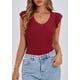 thumbnail image 3 of Remera PRETTYGARDEN Mujer Cuello en V Sin Mangas Ajustada Vino Tinto Talle L, 3 of 8