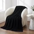 thumbnail image 2 of Utopia Bedding Fluffy Striped Fleece Blanket Black Throw, 50x60 Inches Warm, Lightweight, Ribbed, Soft, Cozy, Bed, Sofa, Chair, Home Decor, Gift, 2 of 5