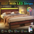 thumbnail image 5 of Bolvdo Queen Bed Frame with LED Headboard & Footboard, Built-in Charging Station, Storage Shelf, Noise-Free, No Box Spring Required, Easy Assembly, Coffee Brown, 5 of 7