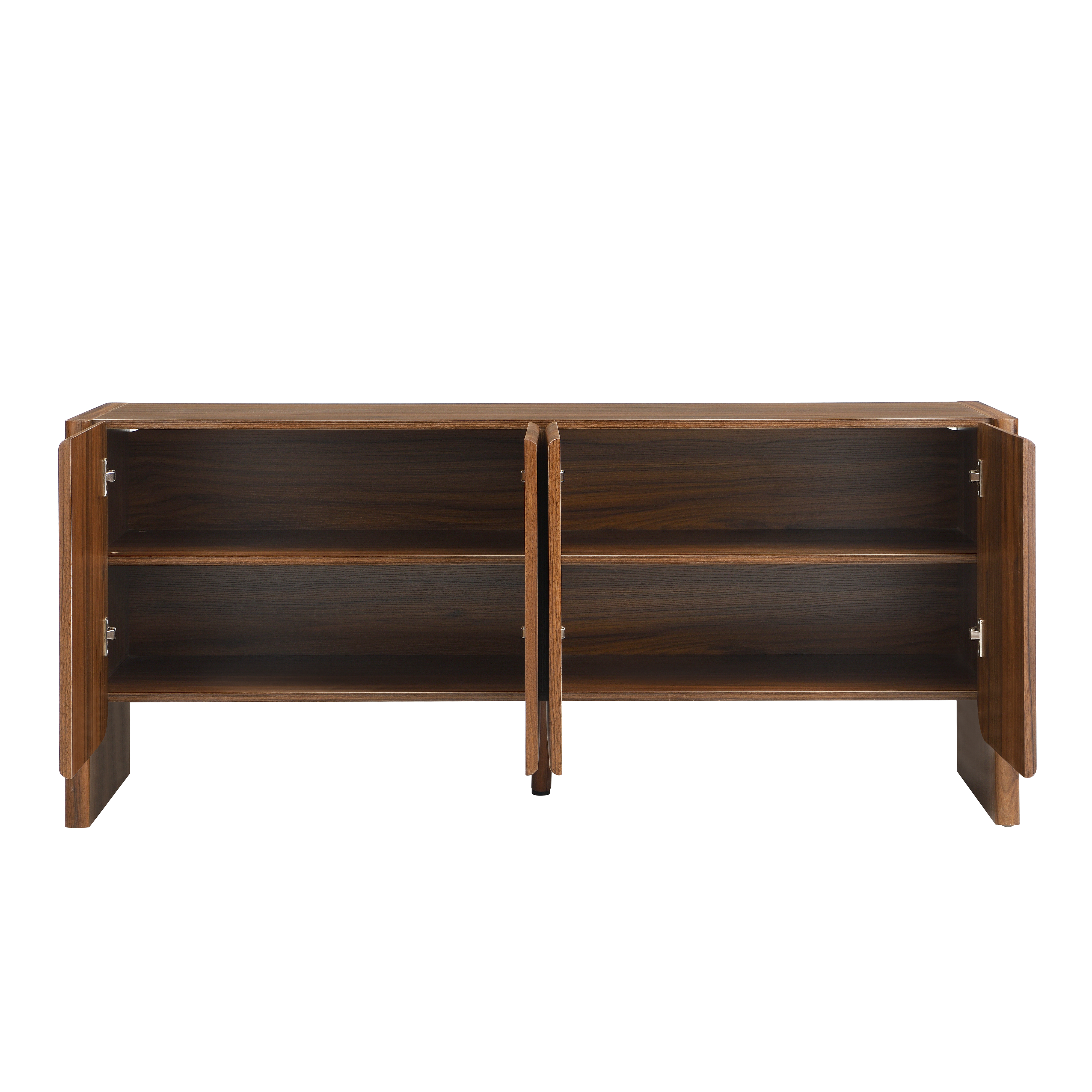 Euroco 59" Sideboard Buffet Cabinet with Storage, Mid Century Modern Sideboard with 4 Doors, Credenza Coffee Bar for Kitchen Living Room,Walnut