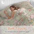 thumbnail image 5 of Pink Flowers Duvet Cover Set, Green Country Botanical Floral Leaves Soft Duvet Cover Queen Size Bedding Set 4 Pieces, 1 Quiltcover and 2 Pillowcases with Zipper, 1 Bed Sheet for All Seasons, 5 of 9