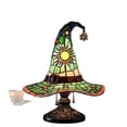 thumbnail image 5 of Stained Glass Witch Hat Lamp, USB Powered Gothic Night Light, 30cm/18cm Halloween Decorative Table Lamp for Bedroom, Living Room, Witchy Room Decor, 5 of 9