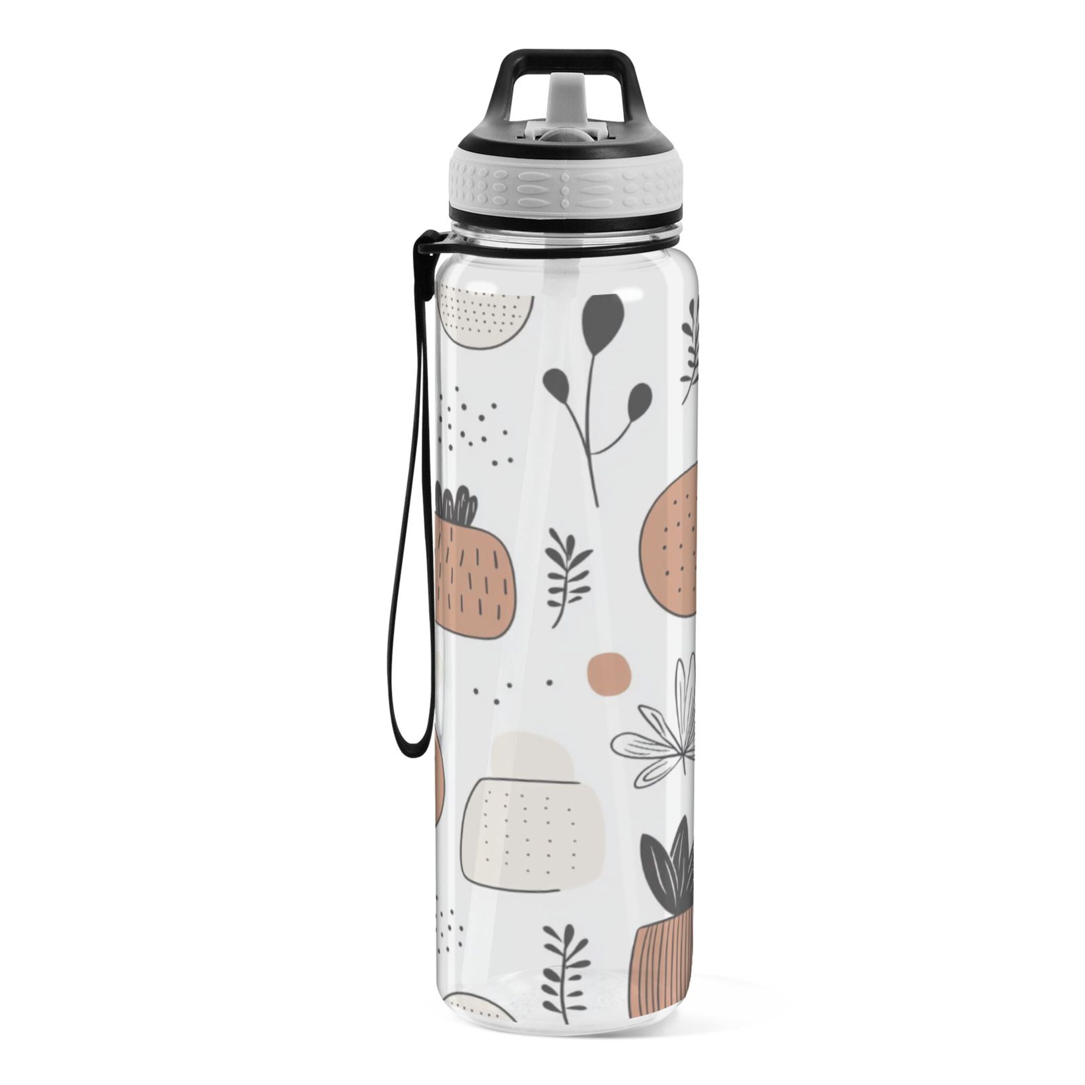 Vibrant Floral Brush Strokes 1000ml Tritan Sport Bottle Straw LeakProof Food-Grade Portable Wide Handle