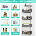 thumbnail image 6 of Over The Door Organizer with 4 Metal Baskets and Adjustable Coat Hook for Bathroom Kitchen Bedroom, 6 of 7