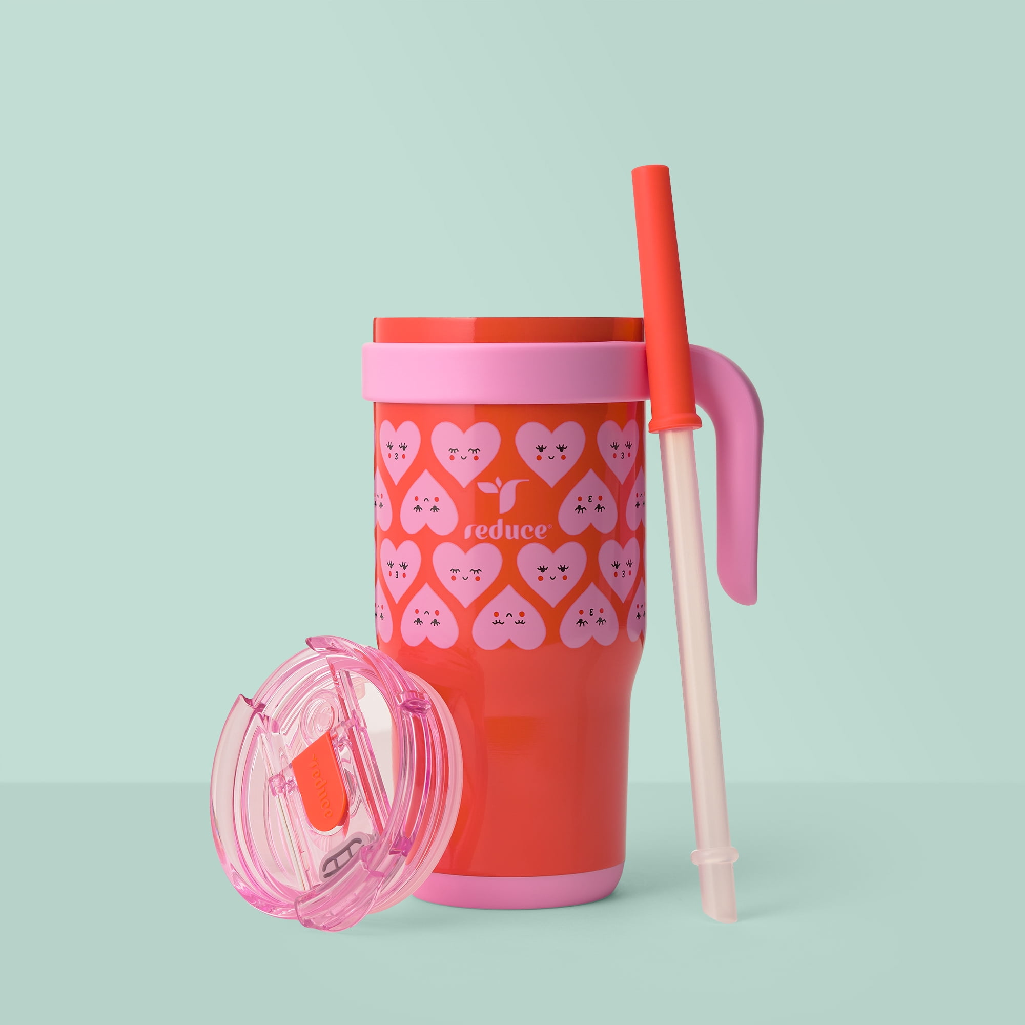 Reduce Coldee Kids Tumbler with Spill-Proof Straw & Handle. Insulated Stainless Steel 18 oz, Lovey