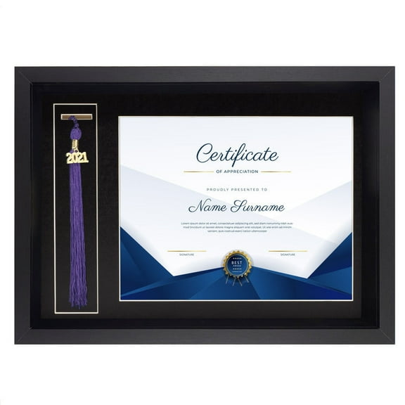 MedalAwardsRack Shadow Box Display- Diploma and Tassel Display Frame, 8.5"x11" Diploma, 2"x9.75" Tassel