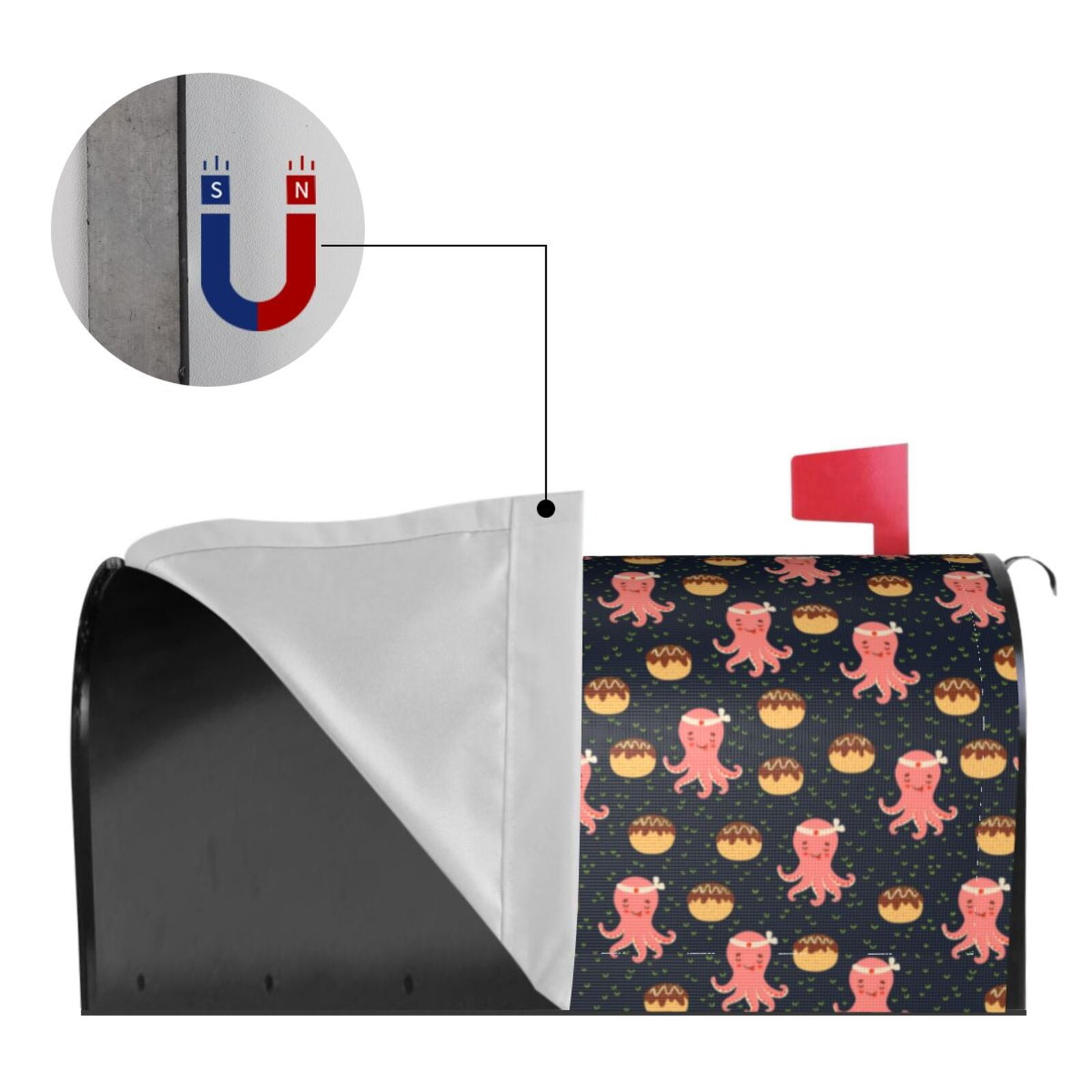 Xecao cartoon octopus for Mailbox Cover with Magnetic Strips, Waterproof and Sunscreen, Adds a Decorative Touch to Your Garden Yard-21x18 in