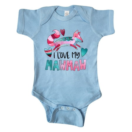 

Inktastic I Love My Mawmaw Pink and Blue Fox with Hearts Gift Baby Boy or Baby Girl Bodysuit