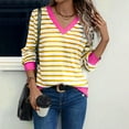 thumbnail image 5 of Jalioing Striped T Shirt for Women Fashion Casual Long Sleeve V Neck Color Block Tee Trendy Shirts Clothes, 5 of 6