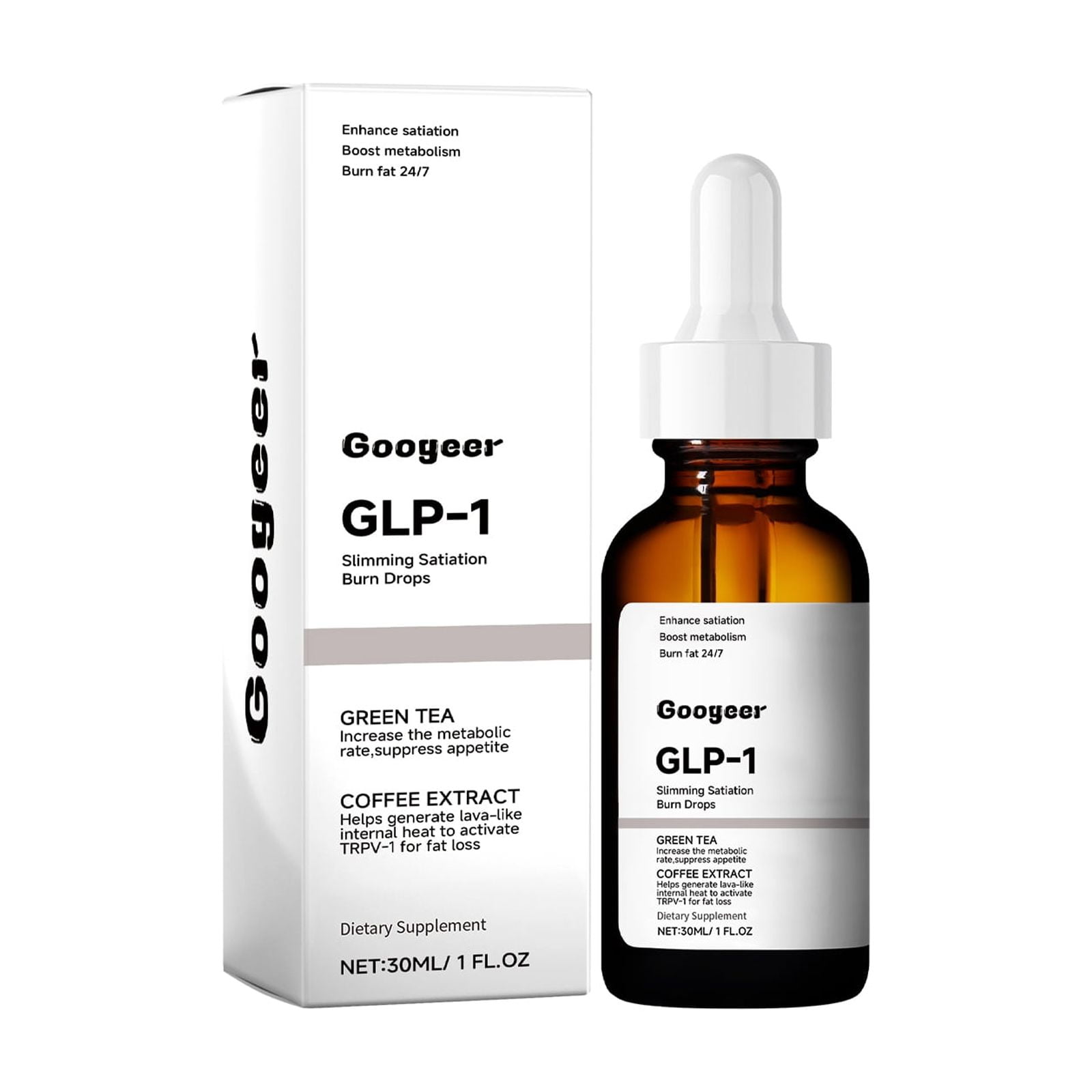 Appetite & Weight Management Drops with Green Tea & Green Coffee, Metabolism Support, 1 fl oz