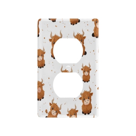 Light Switch Cover Switch Plate Outlet Cover Plug Cover for Electrical Duplex Outlets Cute Yaks Cow Pattern