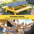 thumbnail image 6 of Vintage Boho Table Cloths for 8 Foot Rectangle Tables, Middle Century Bohemia Style Patchwork Blue Patio Waterproof Elastic Fitted Tablecloths, Washable Rectangular Table Cover for Camping, 6 of 8