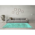 thumbnail image 3 of Ahgly Company Machine Washable Indoor Square Persian Turquoise Blue Traditional Area Rugs, 3' Square, 3 of 4
