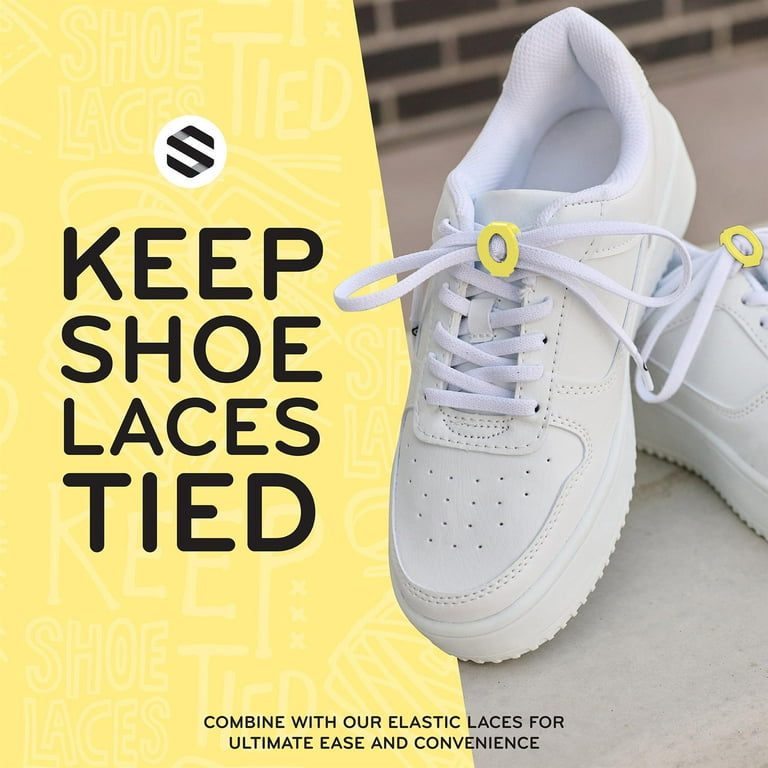 Shoelace Knot Clips by The Original Stretchlace | Keep Shoe Laces Tied &  Secure | Shoelace Bow Clip Accessory | YELLOW