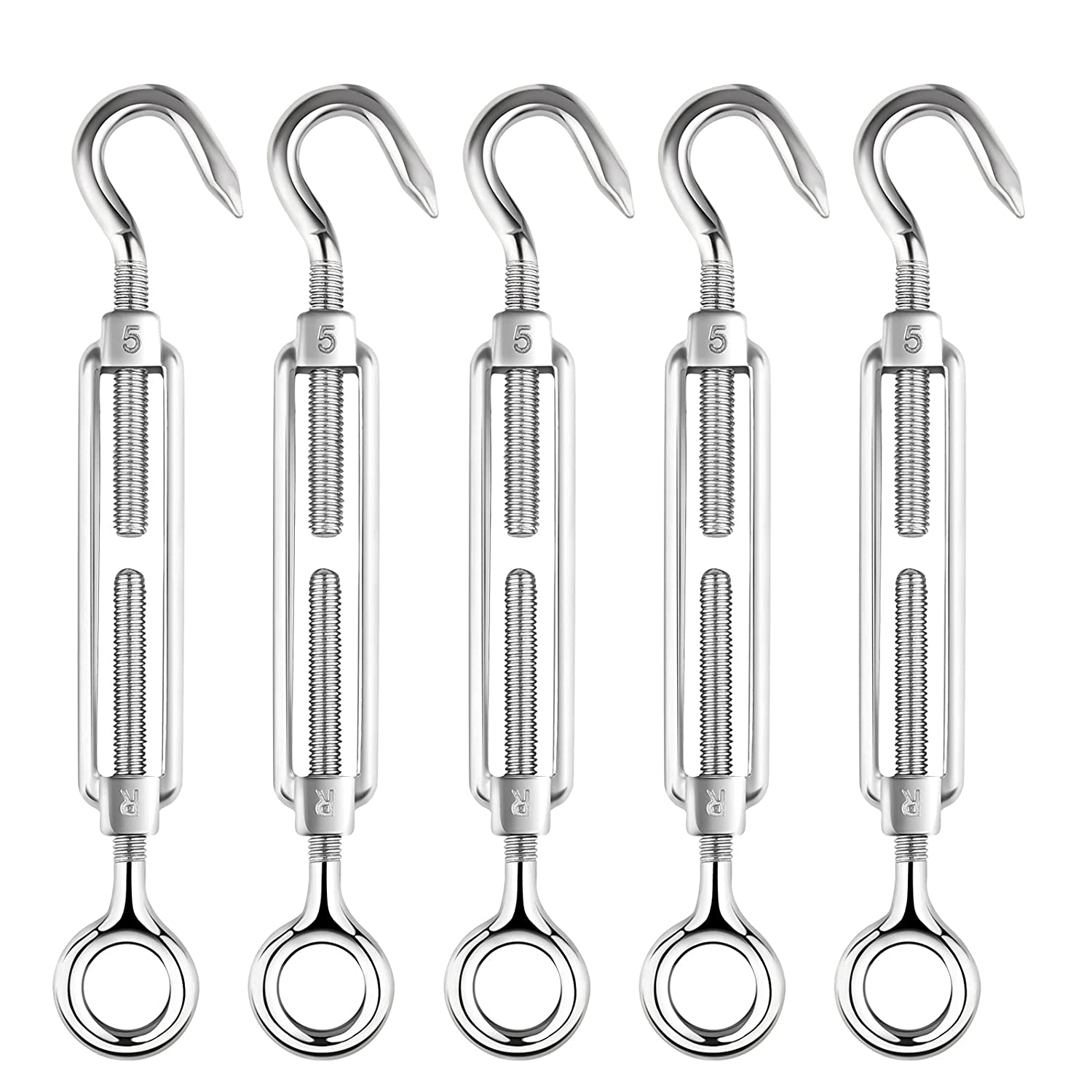 Stainless Steel Turnbuckle Wire Tensioner Kit，5pcs Stainless Steel M4 Turnbuckle Hook and Eye