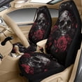 thumbnail image 3 of Xixirimido Automotive Seat Covers for Cars Trucks and SUVs Car Seat Covers for Front Seats with Car Seatbelt Covers & Armrest Box Cover, Set of 5, Skull Retro Red Roses, 3 of 8