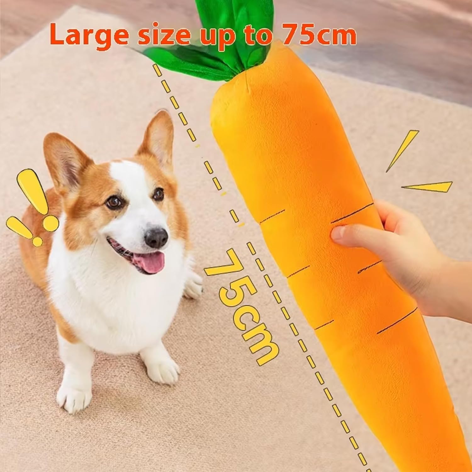 2026 New Large Sturdy Plush  Dog Cat Toys Ridiculous Carrot,Dog Calming Carrot， Upgrade Interactive Dog Toys Dog Toys Dog Calming Carrot Puppy Interactive Games(1pcs-Orange)